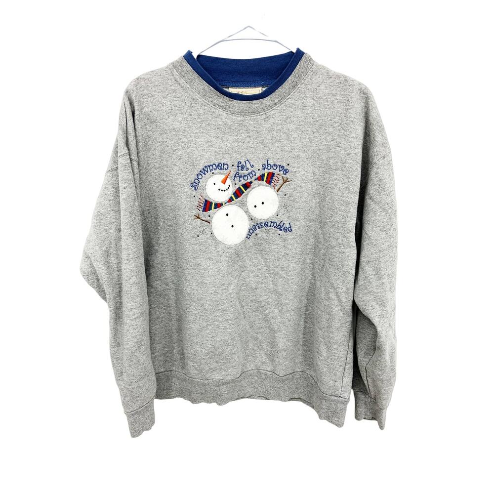 MC Sportswear Gray Hoodie Sweatshirt Snowmen Fall From Above